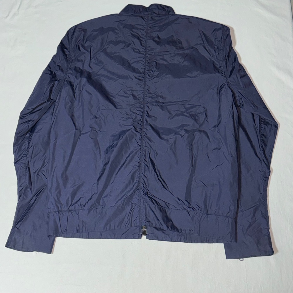 Theory Bomber Jacket Mens M Navy Blue Nylon Full Zip Mock Neck Zipper Cuffs READ - Picture 3 of 12